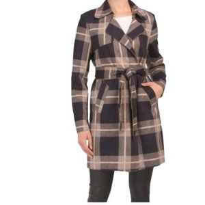 Anthropologie Solitaire Women's Trench Coat Faux Suede Medium Longline Jacket